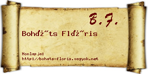 Boháts Flóris névjegykártya